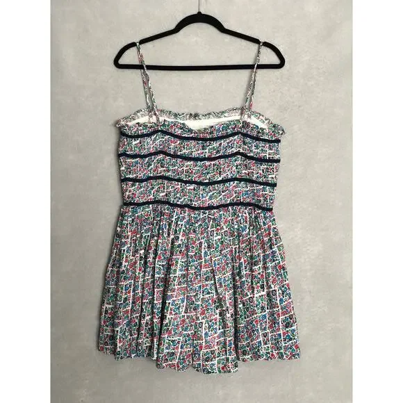 Free People Bali Checked Out Print Romper Women's Large Gardenia Combo NEW - Picture 4 of 11